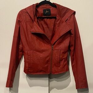 Jack by BB Dakota Women's Red Vegan Leather Jacket with Hood
